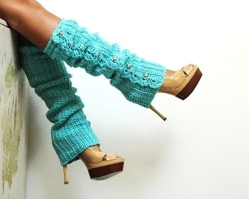 Blue-Winter-Knit-Leg-Warmers-For-Girls