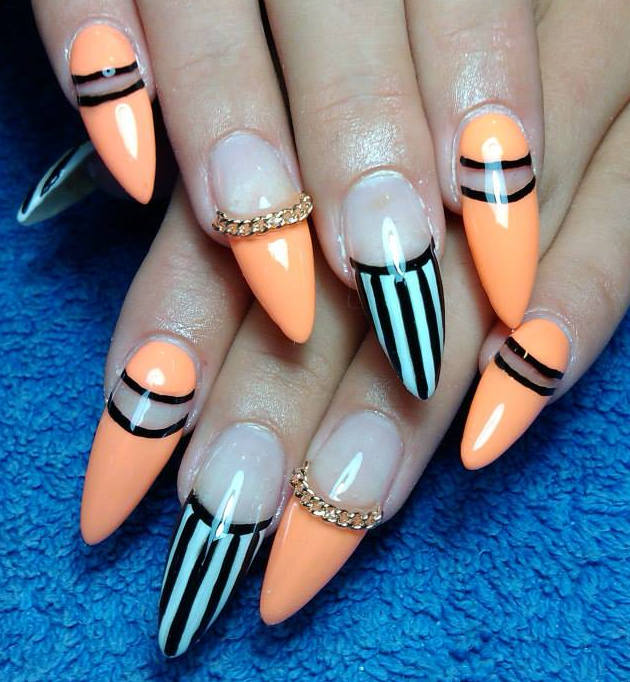 orange-black-white-nails